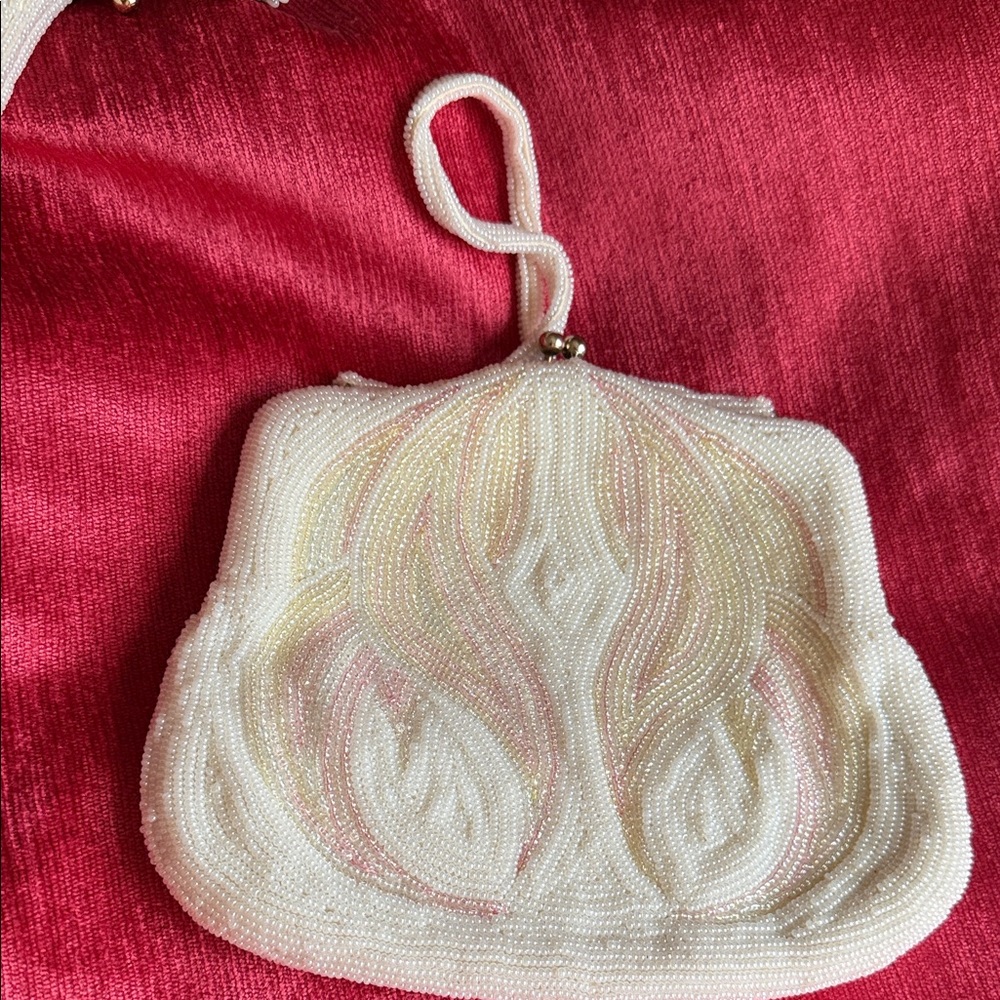 Vintage Korean Bridal Bag Elegant Beaded White Handbag